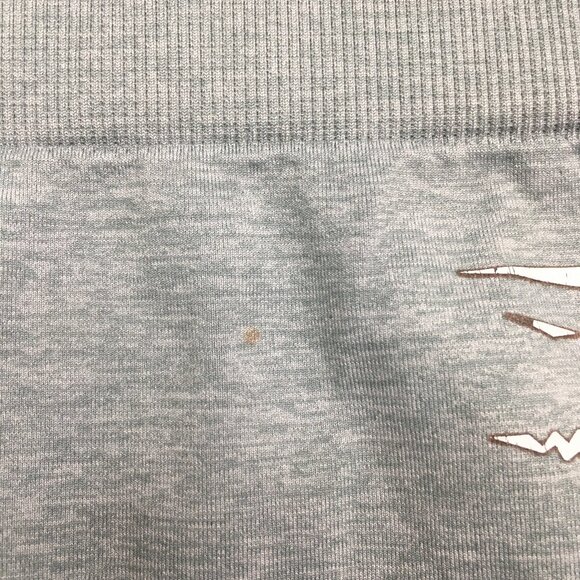 GYMSHARK Marled Light Gray/Green'ish Perforated Butt Enhance Pull On Leggings - Picture 9 of 10